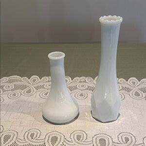 Vintage White Milk Glass Bud Vases - Set of 2 see pics for sizes